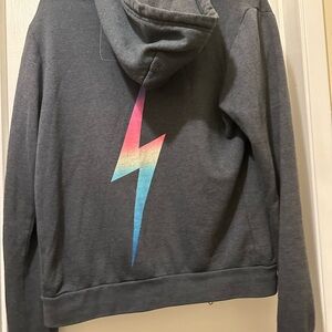 Aviator Nation Bolt Zipper Hoodie: gray size S